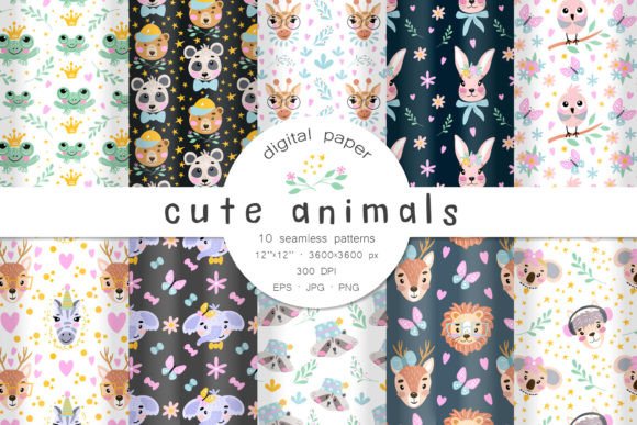 Animal Seamless Patterns. Digital Papers