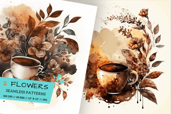 Cup of Coffee with Beans Patterns: Elevating Creative Projects with Digital Paper Art