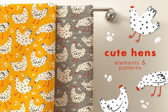 Cute Hens Elements and Seamless Patterns: A Creative Resource for Designers and Enthusiasts
