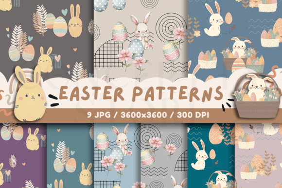 Happy Easter Seamless Patterns Minimal