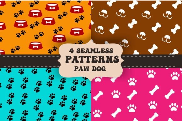 Paw Dog Seamless Patterns: Cute and Dog Pattern Backgrounds