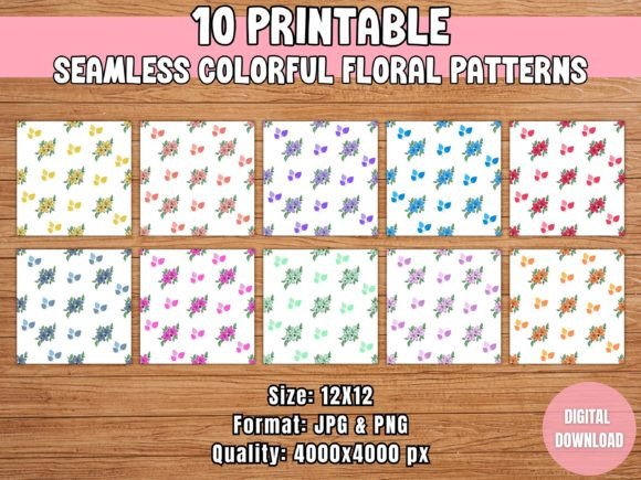 Seamless Colorful Floral Patterns for Creative Projects