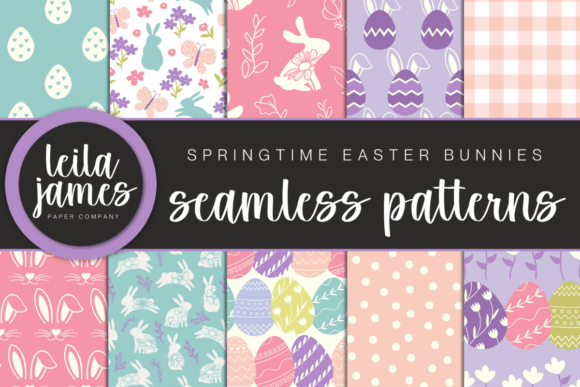 Spring Easter Bunny Seamless Patterns