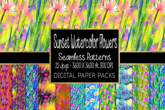 Sunset Watercolor Flower Patterns