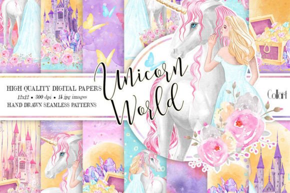 Unicorns Patterns, Seamless Papers: A Creative Resource for Artists and Designers