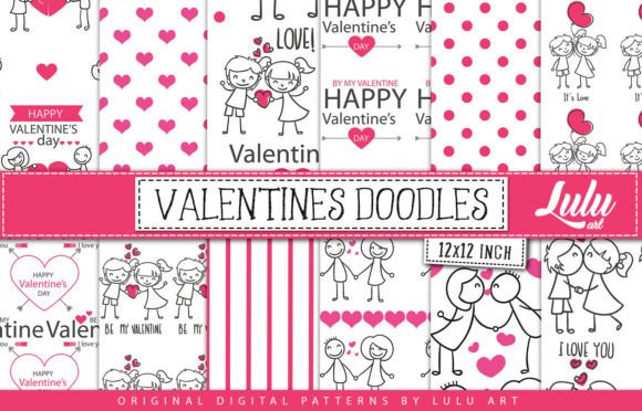 Valentines Doodles Patterns
