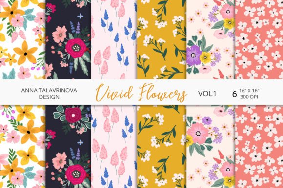 Vivid Flowers Seamless Patterns VOL1: A Creative Resource for Designers and Artists
